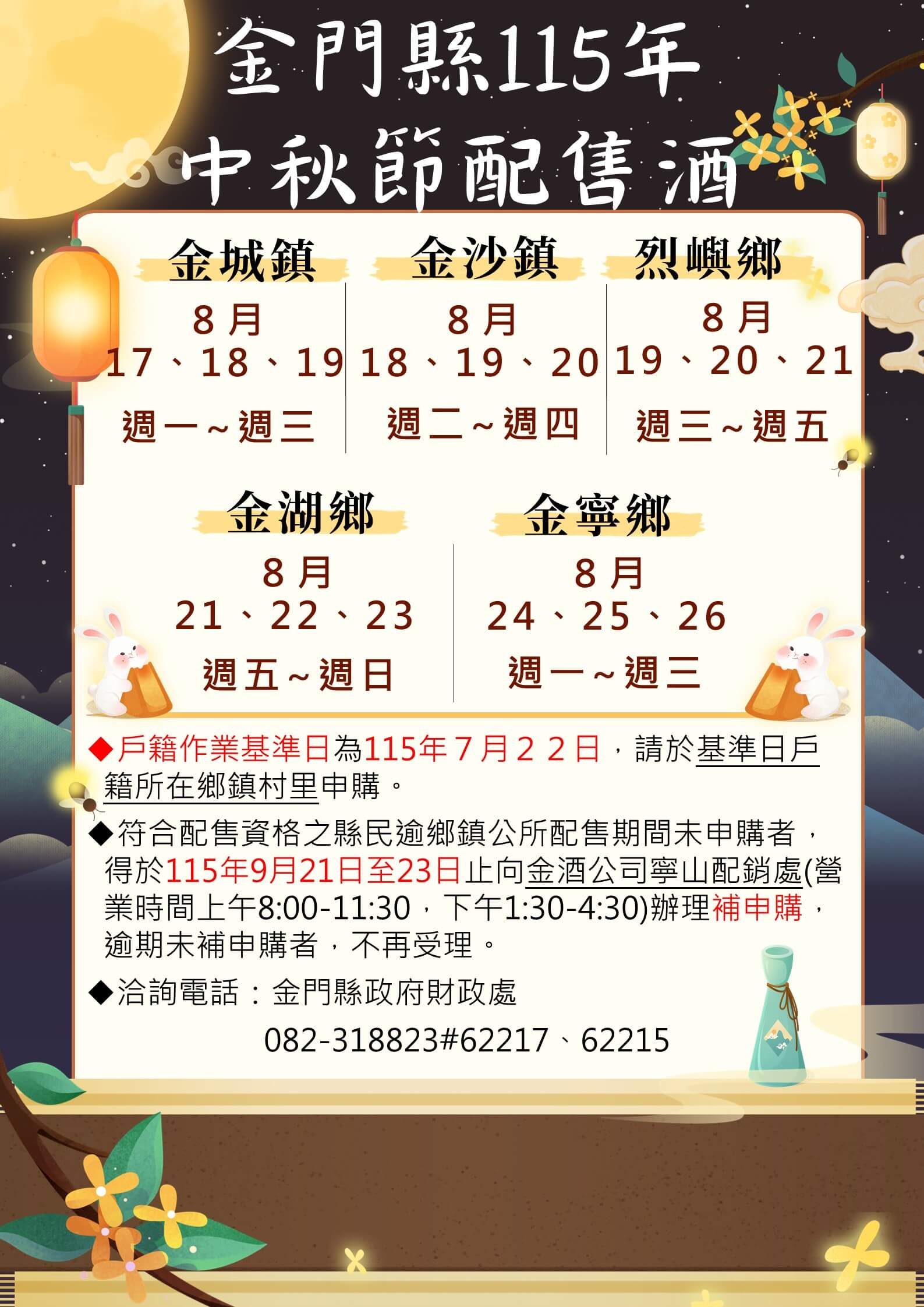 中秋配售酒資格認證8月17日起受理 縣府籲符合資格者儘速申辦 中秋配售酒資格認證8月17日起受理 縣府籲符合資格者儘速申辦