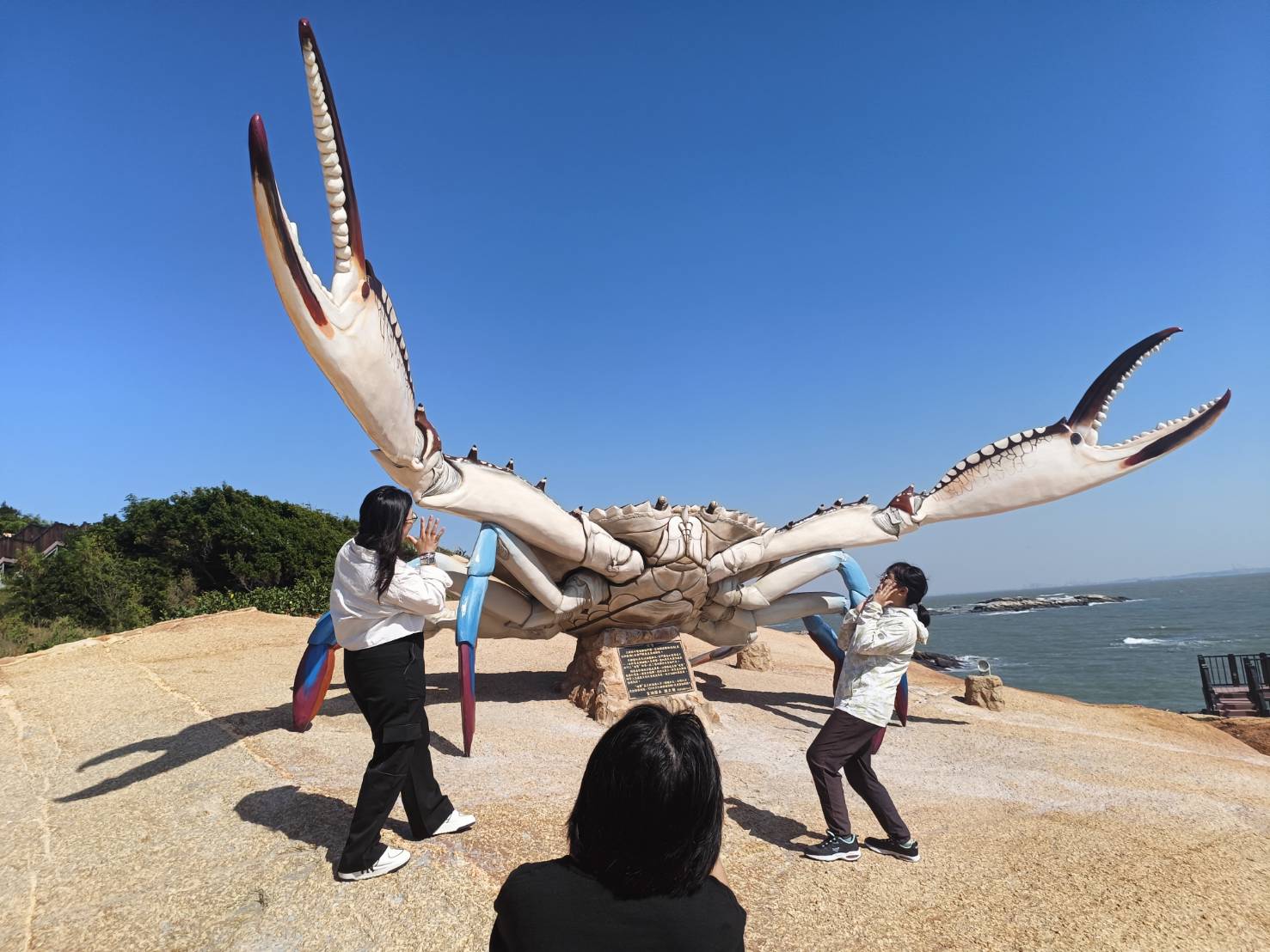 超大螃蟹路上走!金門金湖最新打卡點嗆蟹”鋼雕